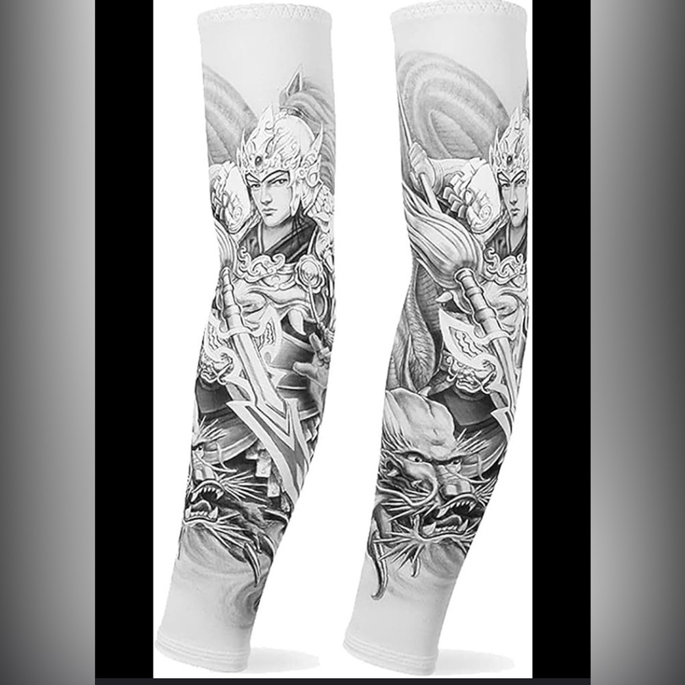 Men’s Fake Tattoo Arm Sleeves Gray Black Graphic Costume Accessories